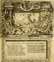 An illustration from Imprese nobili, et ingeniose di diversi prencipi et d'altri personnagi illustri : nell'arme et nelle lettere : le quali, col disegno loro estrinseco, dimostrano l'animo, et la buona o mala fortuna de gli autori loro (1578)