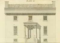 An illustration from An improved and enlarged edition of Biddle's young carpenter's assistant : being a complete system of architecture for carpenters, joiners, and workmen in general, adapted to the style of building in the United States ; revised and corrected, with several additional articles, and forty-eight new designs, chiefly of full size, working drawings of modern finish, in detail ; particularly adapted for country use (1833)
