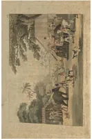An illustration from Oriental Field Sports; being a complete, detailed and Accurate Description of the Wild Sports of the East; and exhibiting, in a novel and Interesting Manner, the Natural History of the Elephant, the Rhinoceros, the Tiger, the Leopard, the Bear, the Deer, the Buffalo, the Wolf, the Wild Hog, the Jackall, the Wild Dog, the Civet, and Other Undomesticated Animals, as likewise the Different Species of Feathered Game, Fishes and Serpents; the whole interspersed with a Variety of Original, Authentic and Curious Anecdotes, taken from the Manuscript and Designs of Captain Thomas Williamson, who served upward of Twenty years in Bengal, in Two Volumes, 2nd ed., Vol. I (1819)