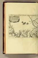 An illustration from Indiae Orientalis pars X. Qua continetur, Historica relatio siue descriptio novi as Aquilonem transitus, supra terras Americanas in Chinam atq[ue] Iaponem ducturi, quemadmodum is ab Henrico Hudsono Anglo nuper inuentis est, addita breui insularum & locorum aliorum, in itinere isto occurrentium, ex Iohannis-Hugonis Lintschottani itineratio desumpta commemoratione. : Item discursus ad sereniss. Hispaniae regem, super detecta nuper quinta orbis parte, terra nempè Australis incognita, à capitaneo quodam Petro-Ferdinando de Quir, &c. conscriptus. Addita descriptione regionum Siberiae, Samoiediae atque Tingoesiae, in Tartaria versus ortum freti Weigatsii sitarum, quae nuper à Moscis detectae &c occupatae sunt. (1613)