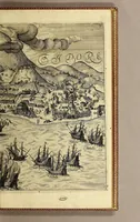 An illustration from Indiae Orientalis pars octaua: Navigationes quinque, : primam, à Iacobo Neccio, ab anno 1600. vsque ad annum 1603. Secundam, à Iohanne Hermanno de Bree, ab anno 1602. vsq[ue], ad annum 1604. Tertiam, à Cornelio Nicolai, annis quatuor. Quartam, à Cornelio de Vena, duobus annis. Quintam, sub Stephano de Hagen tribus annis, in Indiam Orientalem susceptas & peractas continens. Locorum, regnum, populorum, rituuḿque variorum descriptione, victoriarum item à Lusitanis reportatarum, & Araboinae, Tidoriśque expugnationis commemoratione addita. (1607)