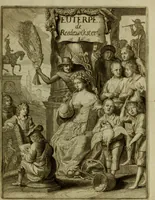 An illustration from Inleyding tot de hooge schoole der schilderkonst: anders de zichtbaere werelt. : verdeelt in negen leerwinkels, yder bestiert door eene der zanggodinnen. Ten hoogsten noodzakelijk, tot onderwijs, voor alle die deeze edele, vrye, en hooge konst oeffenen, of met yver zoeken te leeren, of anders eenigzins beminnen. (1678)