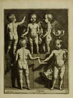 An illustration from Inleyding tot de hooge schoole der schilderkonst: anders de zichtbaere werelt. : verdeelt in negen leerwinkels, yder bestiert door eene der zanggodinnen. Ten hoogsten noodzakelijk, tot onderwijs, voor alle die deeze edele, vrye, en hooge konst oeffenen, of met yver zoeken te leeren, of anders eenigzins beminnen. (1678)