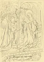 An illustration from An inquiry concerning the invention of printing : in which the systems of Meerman, Heinecken, Santander, and Koning are reviewed : including also notices of the early use of wood-engraving in Europe, the block-books, etc. (1863)