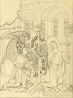 An illustration from An inquiry concerning the invention of printing : in which the systems of Meerman, Heinecken, Santander, and Koning are reviewed : including also notices of the early use of wood-engraving in Europe, the block-books, etc. (1863)