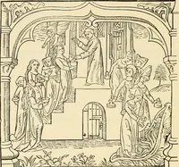 An illustration from An inquiry concerning the invention of printing : in which the systems of Meerman, Heinecken, Santander, and Koning are reviewed : including also notices of the early use of wood-engraving in Europe, the block-books, etc. (1863)