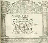 An illustration from Inscriptiones sacrosanctae vetvstatis : non illae qvidem romanae, sed totivs fere orbis svmmo stvdio ac maximis impensis Terra Mariqs conquisitæ feliciter incipiunt (1534)