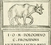 An illustration from Inscriptiones sacrosanctae vetvstatis : non illae qvidem romanae, sed totivs fere orbis svmmo stvdio ac maximis impensis Terra Mariqs conquisitæ feliciter incipiunt (1534)