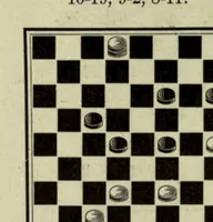 An illustration from "Inside" checkers, an exhaustive analysis of selected games played between the best masters and amateurs, being a revelation in scientific play for beginners, amateurs, students, and votaries of the game (1922)