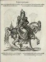 An illustration from Insignia sacrae caesareae maiestatis, principvm electorvm, ac aliqvot illvstrissimarvm, illvstrium, nobilium, & aliarum familiarum, formis artificiosissimis expressa : addito cuiq[ue] peculiari symbolo, & carmine octasticho, quibus cum ipsum insigne tum symbolum ingeniosè, ac sine vlla arrogantia vel mordacitate, liberaliter explicantur : his adiecta svnt totidem vacva (vti appellant) scuta, vt alij quoq[ue], quib. hoc institutum placebit, suae etiam gentis imagines penicillo adijcere possint .. (1579)