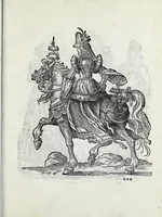 An illustration from Insignia sacrae caesareae maiestatis, principvm electorvm, ac aliqvot illvstrissimarvm, illvstrium, nobilium, & aliarum familiarum, formis artificiosissimis expressa : addito cuiq[ue] peculiari symbolo, & carmine octasticho, quibus cum ipsum insigne tum symbolum ingeniosè, ac sine vlla arrogantia vel mordacitate, liberaliter explicantur : his adiecta svnt totidem vacva (vti appellant) scuta, vt alij quoq[ue], quib. hoc institutum placebit, suae etiam gentis imagines penicillo adijcere possint .. (1579)