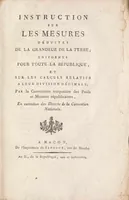 An illustration from Instruction sur les mesures déduites de la grandeur de la terre : uniformes pour toute la République, et sur les calculs relatifs a leur division décimale (1793)