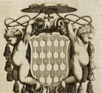 An illustration from Instrumentum donationis, et inuentarium tabularum pictarum ab emin.mo Caesare Cardinali Montio, Mediolani Archiepiscopo, suis in archiepiscopatu successoribus dono datarum sub Consilij Generalis inclytę ciuitatis, vna cum capitulo metropolitanę, & comitibus Vallisaxinae per tempora tutela (1650)