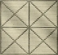 An illustration from International art glass catalogue : art and beveled glass in all its branches : church, memorial, society and domestic windows, Art Nouveau, prism, mitre beveled plate, leaded bevel, etc. (1914)