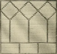 An illustration from International art glass catalogue : art and beveled glass in all its branches : church, memorial, society and domestic windows, Art Nouveau, prism, mitre beveled plate, leaded bevel, etc. (1914)