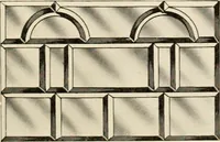 An illustration from International art glass catalogue : art and beveled glass in all its branches : church, memorial, society and domestic windows, Art Nouveau, prism, mitre beveled plate, leaded bevel, etc. (1914)