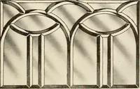 An illustration from International art glass catalogue : art and beveled glass in all its branches : church, memorial, society and domestic windows, Art Nouveau, prism, mitre beveled plate, leaded bevel, etc. (1914)