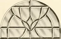 An illustration from International art glass catalogue : art and beveled glass in all its branches : church, memorial, society and domestic windows, Art Nouveau, prism, mitre beveled plate, leaded bevel, etc. (1914)