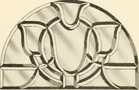 An illustration from International art glass catalogue : art and beveled glass in all its branches : church, memorial, society and domestic windows, Art Nouveau, prism, mitre beveled plate, leaded bevel, etc. (1914)