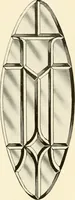 An illustration from International art glass catalogue : art and beveled glass in all its branches : church, memorial, society and domestic windows, Art Nouveau, prism, mitre beveled plate, leaded bevel, etc. (1914)