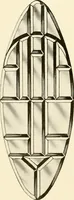 An illustration from International art glass catalogue : art and beveled glass in all its branches : church, memorial, society and domestic windows, Art Nouveau, prism, mitre beveled plate, leaded bevel, etc. (1914)