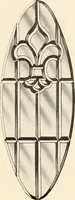 An illustration from International art glass catalogue : art and beveled glass in all its branches : church, memorial, society and domestic windows, Art Nouveau, prism, mitre beveled plate, leaded bevel, etc. (1914)