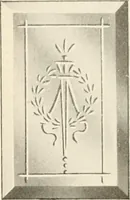An illustration from International art glass catalogue : art and beveled glass in all its branches : church, memorial, society and domestic windows, Art Nouveau, prism, mitre beveled plate, leaded bevel, etc. (1914)