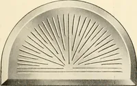 An illustration from International art glass catalogue : art and beveled glass in all its branches : church, memorial, society and domestic windows, Art Nouveau, prism, mitre beveled plate, leaded bevel, etc. (1914)