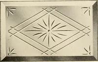 An illustration from International art glass catalogue : art and beveled glass in all its branches : church, memorial, society and domestic windows, Art Nouveau, prism, mitre beveled plate, leaded bevel, etc. (1914)