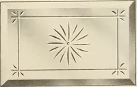 An illustration from International art glass catalogue : art and beveled glass in all its branches : church, memorial, society and domestic windows, Art Nouveau, prism, mitre beveled plate, leaded bevel, etc. (1914)