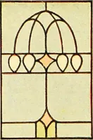 An illustration from International art glass catalogue : art and beveled glass in all its branches : church, memorial, society and domestic windows, Art Nouveau, prism, mitre beveled plate, leaded bevel, etc. (1914)