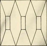 An illustration from International art glass catalogue : art and beveled glass in all its branches : church, memorial, society and domestic windows, Art Nouveau, prism, mitre beveled plate, leaded bevel, etc. (1914)