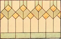 An illustration from International art glass catalogue : art and beveled glass in all its branches : church, memorial, society and domestic windows, Art Nouveau, prism, mitre beveled plate, leaded bevel, etc. (1914)