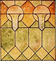 An illustration from International art glass catalogue : art and beveled glass in all its branches : church, memorial, society and domestic windows, Art Nouveau, prism, mitre beveled plate, leaded bevel, etc. (1914)