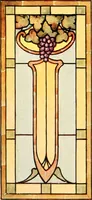 An illustration from International art glass catalogue : art and beveled glass in all its branches : church, memorial, society and domestic windows, Art Nouveau, prism, mitre beveled plate, leaded bevel, etc. (1914)