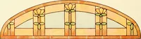 An illustration from International art glass catalogue : art and beveled glass in all its branches : church, memorial, society and domestic windows, Art Nouveau, prism, mitre beveled plate, leaded bevel, etc. (1914)