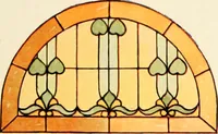 Picture 185 of 252 from International art glass catalogue : art and beveled glass in all its branches : church, memorial, society and domestic windows, Art Nouveau, prism, mitre beveled plate, leaded bevel, etc. (1914), leaf 46