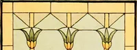 An illustration from International art glass catalogue : art and beveled glass in all its branches : church, memorial, society and domestic windows, Art Nouveau, prism, mitre beveled plate, leaded bevel, etc. (1914)