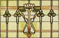 Picture 203 of 252 from International art glass catalogue : art and beveled glass in all its branches : church, memorial, society and domestic windows, Art Nouveau, prism, mitre beveled plate, leaded bevel, etc. (1914), leaf 51