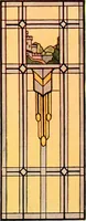 An illustration from International art glass catalogue : art and beveled glass in all its branches : church, memorial, society and domestic windows, Art Nouveau, prism, mitre beveled plate, leaded bevel, etc. (1914)