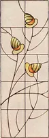 An illustration from International art glass catalogue : art and beveled glass in all its branches : church, memorial, society and domestic windows, Art Nouveau, prism, mitre beveled plate, leaded bevel, etc. (1914)