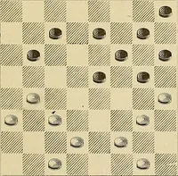 An illustration from International match. Complete record of the [checker] games played between players of Great Britain and the United States, Boston, March 14th to 25th, 1905 (1906)
