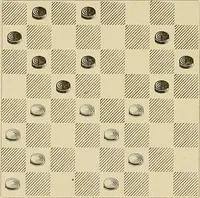An illustration from International match. Complete record of the [checker] games played between players of Great Britain and the United States, Boston, March 14th to 25th, 1905 (1906)