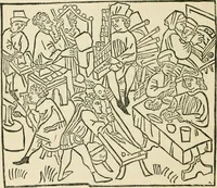 An illustration from The invention of printing : a collection of facts and opinions descriptive of early prints and playing cards, the block-books of the fifteenth century, the legend of Lourens Janszoon Coster, of Haarlem, and the work of John Gutenberg and his associates (1878)