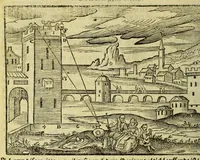 An illustration from Inventum P. Apiani. : Das ist, Beschreibung eines geometrische[n] Instruments, durch welches one alle Rechnung gar behend vnd leichtlich, allerlen höche, weitte, tieffe vnd braite, auch allerley Fläschen oder ebnen Innhalt, abgemessen, vnd andere mehe nutzliche Sachen erkundiget werden. (1616)