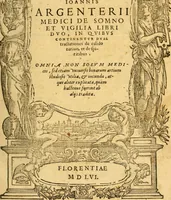 An illustration from Ioannis Argenterii medici De somno et vigilia libri duo : in quibus continentur duae tractationes de calido nativo, et de spiritibus : omnia non solum medicis, sed etiam universis bonarum artium studiosis utilia, & jucunda, atque aliter explicata, quam hactenus fuerint ab aliis tradita (1556)