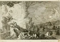 An illustration from Ioannis Guilielmi Baurn Iconographia : complectens In se passionem, miracula, vitam Christi universam : nec non, prospectus rarissimorum portuum, palatiorum, hortorum, historiarum, aliarumq[ue] rerum, quae per Italiam spectatu sunt dignae (1671)