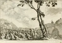 An illustration from Ioannis Guilielmi Baurn Iconographia : complectens In se passionem, miracula, vitam Christi universam : nec non, prospectus rarissimorum portuum, palatiorum, hortorum, historiarum, aliarumq[ue] rerum, quae per Italiam spectatu sunt dignae (1671)