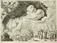 An illustration from Ioannis Guilielmi Baurn Iconographia : complectens In se passionem, miracula, vitam Christi universam : nec non, prospectus rarissimorum portuum, palatiorum, hortorum, historiarum, aliarumq[ue] rerum, quae per Italiam spectatu sunt dignae (1671)