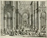 Picture 52 of 91 from Ioannis Guilielmi Baurn Iconographia : complectens In se passionem, miracula, vitam Christi universam : nec non, prospectus rarissimorum portuum, palatiorum, hortorum, historiarum, aliarumq[ue] rerum, quae per Italiam spectatu sunt dignae (1671), leaf 61